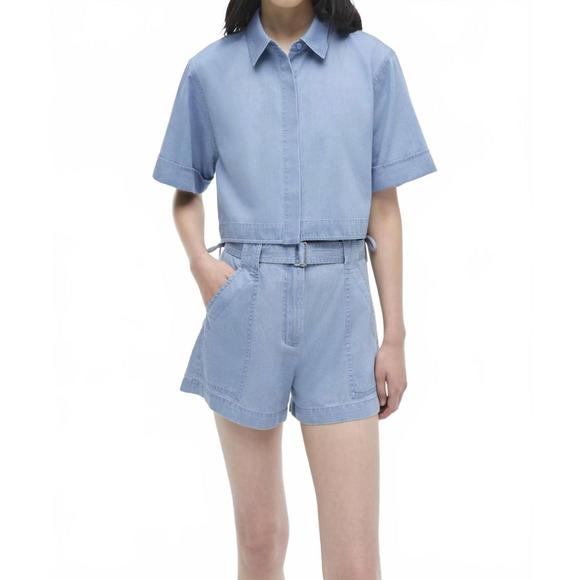 NEW SIMKHAI lourie belted shorts in stratus